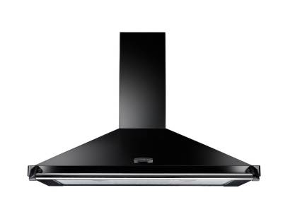 Rangemaster CLAHDC110BC Classic 110cm black cooker hood with chrome rail