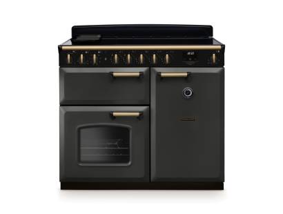Rangemaster CLDL100EIPSLTAB1 100cm Classic Deluxe Induction Range Cooker in slate with antique brass trim