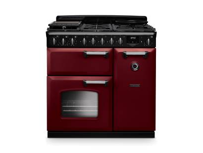 Rangemaster CLDL90DFPBORCM1 90cm Classic Deluxe Dual Fuel Range Cooker in Bordeaux with Chrome Trim