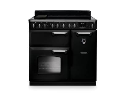 Rangemaster CLDL90EIPGBLCM1 90cm Classic Deluxe Induction Range Cooker in Gloss Black with Chrome Trim
