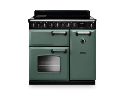 Rangemaster CLDL90EIPMGRCM1 90cm Classic Deluxe Induction Range Cooker in Mineral Green with Chrome Trim