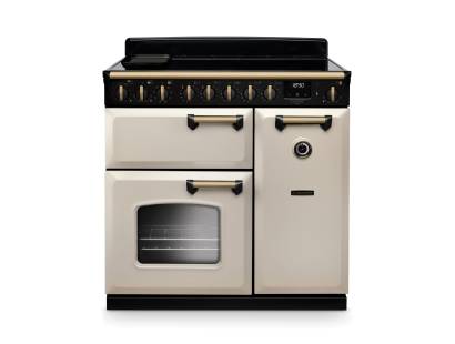 Rangemaster CLDL90EIPPCRAB1 90cm Classic Deluxe Dual Fuel Range Cooker in Pale Cream with Antique Brass Trim