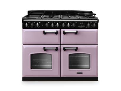 Rangemaster CLDLB110DFPHTHCM1  Classic Deluxe 110cm dual fuel range cooker in heather with chrome trim