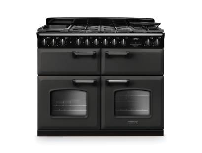 Rangemaster CLDLB110DFPSLTCM1 Classic Deluxe 110cm dual fuel range cooker in slate with chrome trim
