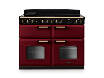Rangemaster CLDLB110EIPBORAB1 110cm Classic Deluxe Induction Range Cooker in Bordeaux with Antique Brass Trim