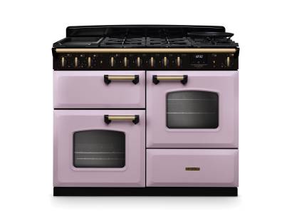 Rangemaster CLDLO110DFPHTHAB11 Classic Deluxe 110cm dual fuel range cooker in heather with chrome trim