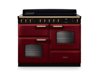Rangemaster CLDLO110EIPBORAB1 110cm Classic Deluxe Dual Fuel Range Cooker in Bordeaux and Antique Brass Trim