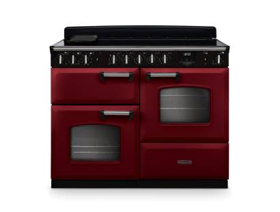 Rangemaster CLDLO110EIPBORCM1 110cm Classic Deluxe Induction Range Cooker in Bordeaux with Chrome Trim