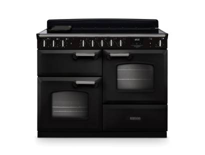 Rangemaster CLDLO110EIPCBLCM1 110cm Classic Deluxe Induction Range Cooker in Charcoal Black with Chrome Trim