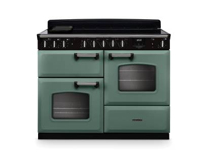 Rangemaster CLDLO110EIPMGRCM1 110cm Classic Deluxe Induction Range Cooker in Mineral Green with Chrome Trim