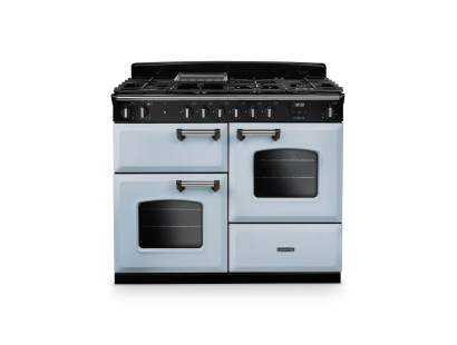 Rangemaster CLO110DFPMSBCM1 110cm Classic Dual Fuel Range Cooker in Misty Blue with chrome trim