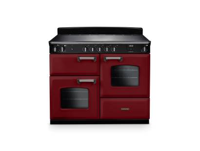Rangemaster CLO110EIPBORCM1 110cm Classic Induction Range Cooker in Bordeaux with chrome trim