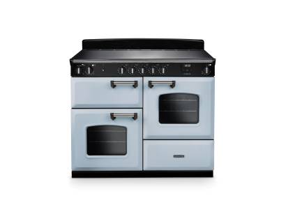 Rangemaster CLO110EIPMSBCM1 110cm Classic Induction Range Cooker in misty blue with chrome trim