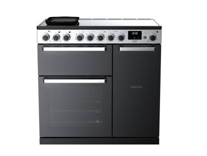 Rangemaster EDDL90EIGBLKCM1 - 90cm Edge Deluxe Induction Black GlassChrome Range Cooker 15802