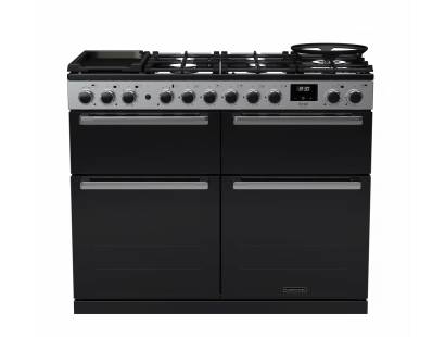 Rangemaster EDDLB110DFGBLKCM1 - 110cm Edge Deluxe Dual Fuel Black Glass Chrome Range Cooker 15828