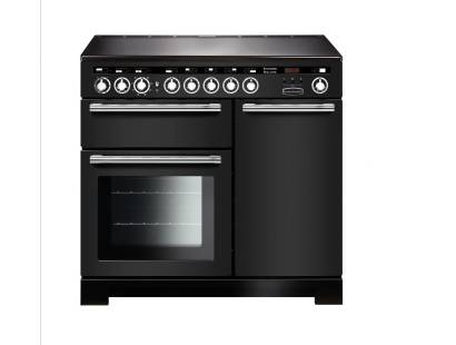 Rangemaster EDL100EICBC - 100cm Encore Deluxe Electric Induction Charcoal Black Chrome Range Cooker 127710 