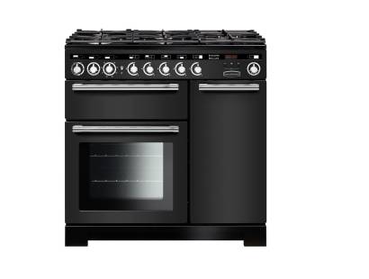 Rangemaster EDL90DFFCBC - 90cm Encore Deluxe Dual Fuel Charcoal Black Chrome Range Cooker 126660