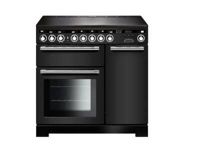 Rangemaster EDL90EICBC - 90cm Encore Deluxe Electric Induction Charcoal Black Chrome Range Cooker 126640