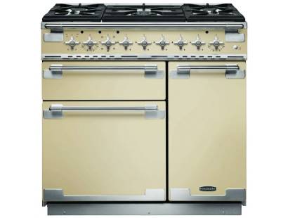 Rangemaster ELS90DFFCR - 90cm Elise Dual Fuel Cream Brushed Chrome Range Cooker 108440