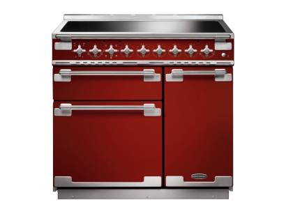 Rangemaster ELS90EIRD - 90cm Elise Induction Cherry Red Brushed Chrome Range Cooker 107880