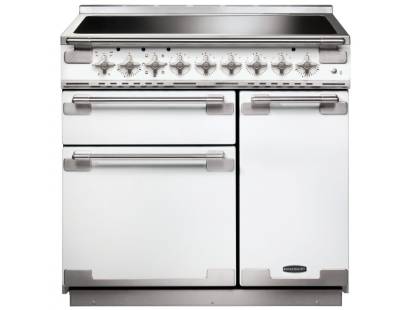 Rangemaster ELS90EIWH - 90cm Elise Induction White Brushed Chrome Range Cooker 107940