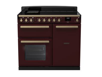 Rangemaster ESDL100EIPBORAB1 - 100cm Estel Deluxe Induction Bordeaux Antique Brass Range Cooker 18091