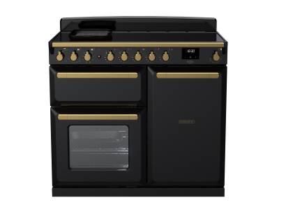 Rangemaster ESDL100EIPGBLAB1 - 100cm Estel Deluxe Induction Gloss Black Antique Brass Range Cooker 18088