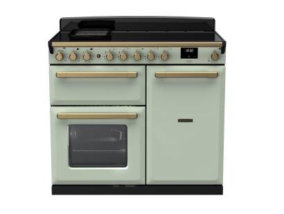 Rangemaster ESDL100EIPMNTAB1 - 100cm Estel Deluxe Induction Mint Antique Brass Range Cooker 18094