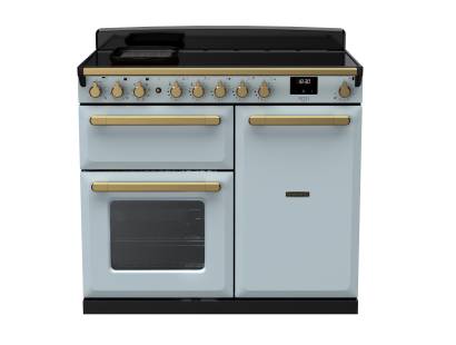 Rangemaster ESDL100EIPMSBAB1 - 100cm Estel Deluxe Induction Misty Blue Antique Brass Range Cooker 18092