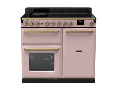 Rangemaster ESDL100EIPPPKAB1 - 100cm Estel Deluxe Induction Pale Pink Antique Brass Range Cooker 18093