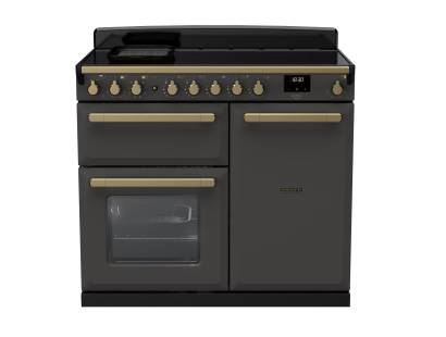Rangemaster ESDL100EIPSLTAB1 - 100cm Estel Deluxe Induction SlateAntique Brass Range Cooker 18089