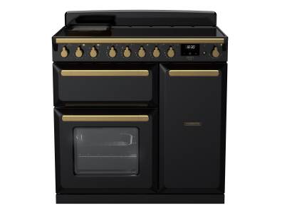 Rangemaster ESDL90EIPGBLAB1 - 90cm Estel Deluxe Induction Gloss Black Antique Brass Range Cooker 18053
