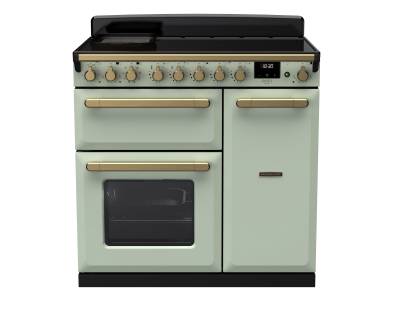 Rangemaster ESDL90EIPMNTAB1 - 90cm Estel Deluxe Induction Mint Antique Brass Range Cooker 18059