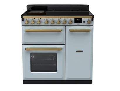 Rangemaster ESDL90EIPMSBAB1 - 90cm Estel Deluxe Induction Misty Blue Antique Brass Range Cooker 18057
