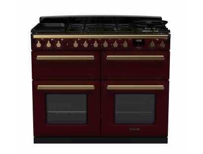 Rangemaster ESDLB110DFPBORAB1 - 110cm Estel Deluxe Dual Fuel Bordeaux Antique Brass Range Cooker 18147 