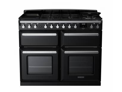Rangemaster ESDLB110DFPGBLCM1 - 110cm Estel Deluxe Dual Fuel Gloss Black Chrome Range Cooker 15248