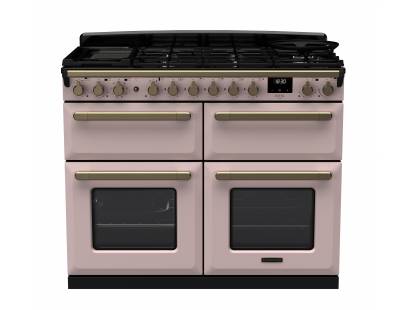 Rangemaster ESDLB110DFPPPKAB1 - 110cm Estel Deluxe Dual Fuel Pale Pink Antique Brass Range Cooker 18149