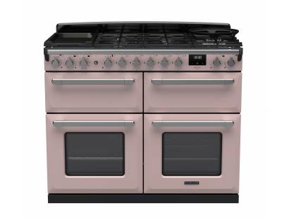 Rangemaster ESDLB110DFPPPKCM1 - 110cm Estel Deluxe Dual Fuel Pale Pink Chrome Range Cooker 15254
