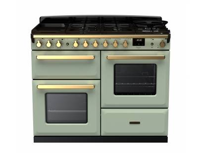 Rangemaster ESDLO110DFPMNTAB1 - 110cm Estel Deluxe Dual Fuel Mint Antique Brass Range Cooker 18108