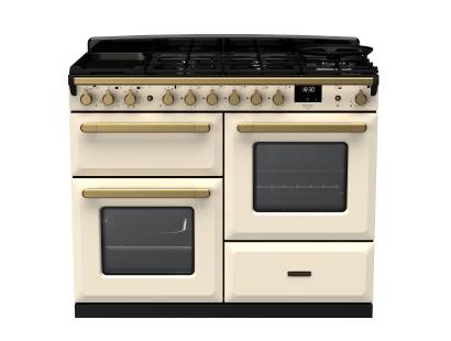 Rangemaster ESDLO110DFPPCRAB1 - 110cm Estel Deluxe Dual Fuel Pale Cream Antique Brass Range Cooker 18104