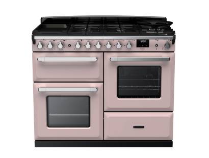 Rangemaster ESDLO110DFPPPKCM1 - 110cm Estel Deluxe Dual Fuel Pale Pink Chrome Range Cooker 15152