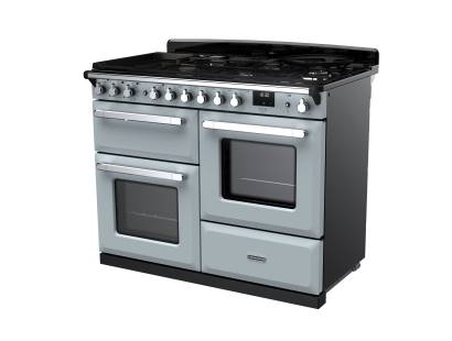 Rangemaster Estel Deluxe 110 Dual Fuel Misty Blue Chrome Range Cooker