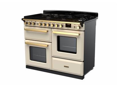 Rangemaster Estel Deluxe 110 Dual Fuel Pale Cream Antique Brass Range Cooker