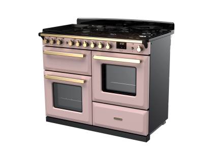 Rangemaster Estel Deluxe 110 Dual Fuel Pale Pink Antique Brass Range Cooker