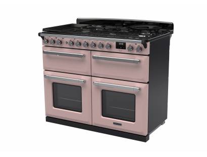Rangemaster Estel Deluxe 110 Dual Fuel Pale Pink Chrome Range Cooker