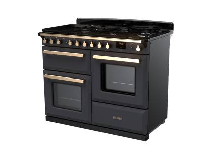 Rangemaster Estel Deluxe 110 Dual Fuel Slate Antique Brass Range Cooker