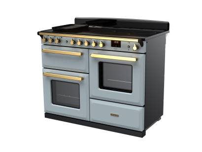 Rangemaster Estel Deluxe 110 Induction Misty Blue Antique Brass Range Cooker