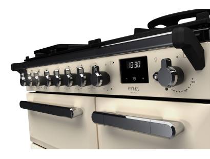 Rangemaster Estel Deluxe Dual Fuel Pale Cream Chrome Range Cooker 14978