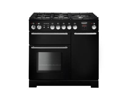 Rangemaster INF90DFFBL - 90cm Infusion Dual Fuel Black Range Cooker 116370