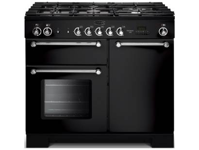 Rangemaster KCH100DFFBL C - 100cm Kitchener Dual Fuel Black Chrome Range Cooker 98790